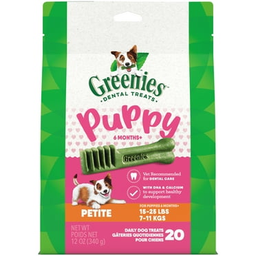 Greenies Puppy Petite Size Natural Dental Dog Treats, 12 oz Pack (20 Treats)