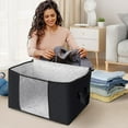 thumbnail image 3 of 2-Pack Clothes Storage, Stackable Storage Bin Tote, Storage Containers for Organizing Bedroom, Closet, Home Organization and Storage with Lids, Grey, 3 of 6