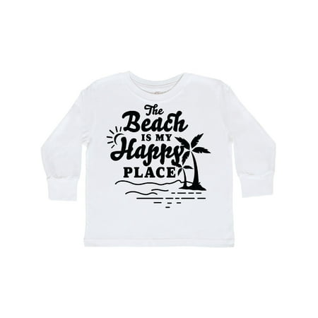 

Inktastic The Beach is My Happy Place with Palm Trees Gift Toddler Boy or Toddler Girl Long Sleeve T-Shirt