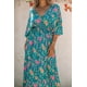 thumbnail image 4 of ABPHQTO Vestido maxi floral verde boho con cuello en V profundo para mujer, 4 of 5