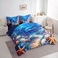 thumbnail image 2 of spefrowx Cartoon Underwater Dolphin Twin Bedding, Blue Coral Seashell Starfish Bedding Comforter Set, Navy Reversible, 7 Pieces, 2 of 6