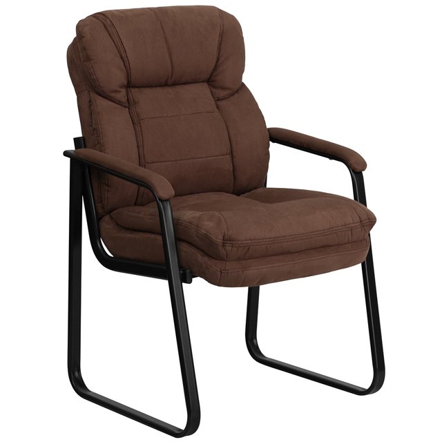 Flash Furniture GO-1156-BN-GG Side Chair - Brown Microfiber Upholstery, Black Metal Frame