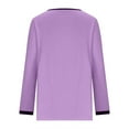 thumbnail image 4 of DPTALR Women Long Sleeved V-neck Button Pleated Top Multi Color Patchwork Top T-shirt, 4 of 6