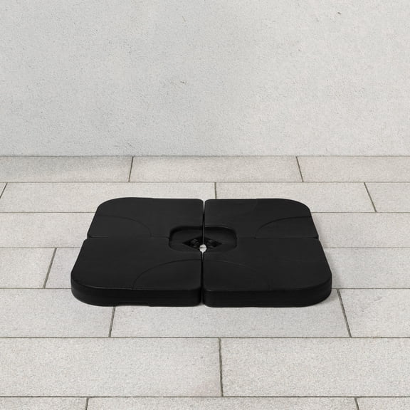 WestinTrends 4PC Universal Plastic Fillable Offset Cantilever Umbrella Base Stand Weights for Outdoor Patio Heavy Duty UV Resistant, Black