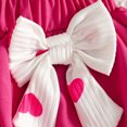 thumbnail image 5 of Pandaie Toddler Girls Heart Print Two Piece Outfit Ruffle Long Sleeve Top Tiered Skirt Bow Headband Birthday Party Holiday Photo Shoots Hot Pink,6-12 Months, 5 of 7
