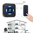 thumbnail image 2 of Timbre inalámbrico, IP55 timbre de puerta impermeable kit de carillón electrónico con receptores enchufables para el hogar, 55 melodías a 5 niveles de volúmenes, azul LED negro. Feliz Sencillez, 2 of 5
