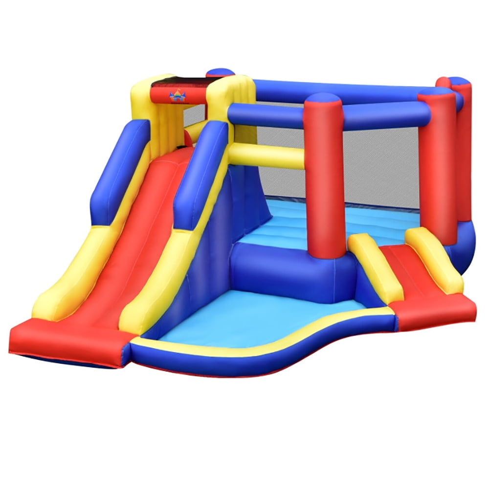 Aimee Lii Kids Inflatable Bouncy Castle with Double Slides without Air Blower, Kids Bounce House