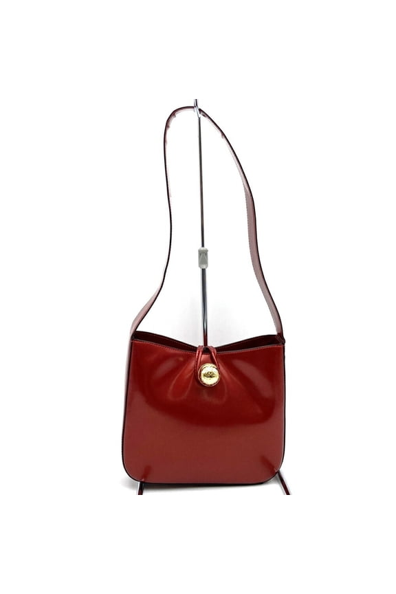 Pre-Owned CELINE Celine Shoulder Bag Handbag Old Leather Patent Enamel Red Women's