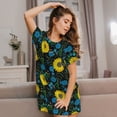 thumbnail image 3 of Easygdp Sunflowers And Blue Flower Camisón de manga corta para mujer, informal, estampado, 3 of 6