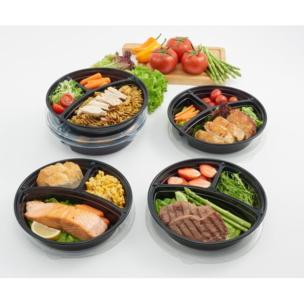 Mainstays 5PK Round Meal Prep Container, Clear Lids