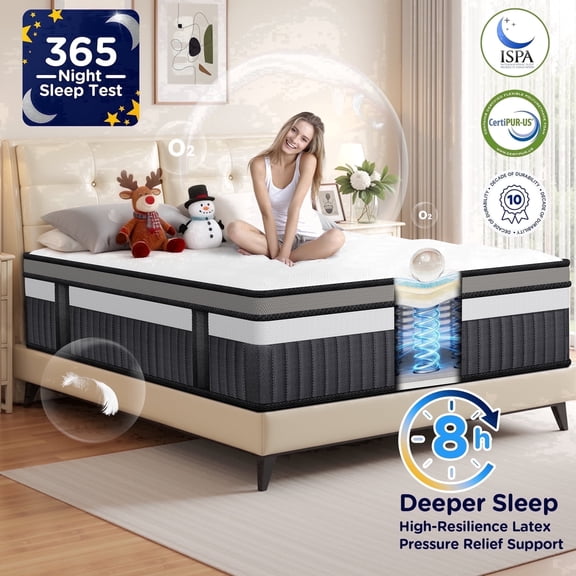 King Size Mattress 14 Inch Hybrid Mattress in a Box, King Mattress with Cooling Memory Foam & Pocket Coils, Medium Firm, Motion Isolation & Pressure Relief, CertiPUR-US Certified
