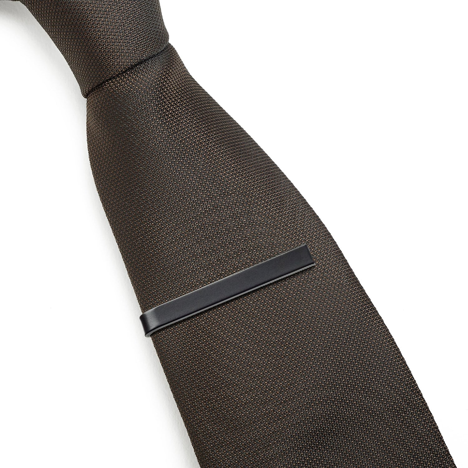 Black Brushed Silver Puentes Denver 3 Pc Mens Tie Bar Slide Clip Set Skinny Ties 1.5 Inch Gold in Gift Box