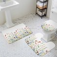 thumbnail image 3 of Watercolor Wildflower Bathroom Rugs Set Spring Flower Leaf Plant Non Slip Absorbent Soft Bath Mats 3 Piece Set with Bathroom Rug, U-Shaped Floor Mat, Toilet Seat Cover Large Size, 3 of 9