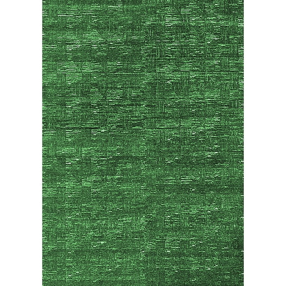 Ahgly Company Indoor Rectangle Solid Emerald Green Modern Area Rugs, 3' x 5'