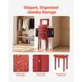 thumbnail image 4 of KFFKFF Standing Wooden Jewelry Cabinet Armoire with Mirror, 3 Drawers, 4 Top Compartments, Zinc Alloy Handles, and Side Doors Featuring Necklace Hooks, 4 of 9