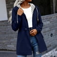 thumbnail image 2 of Busydd Womens Rain Jacket Casual Solid Color Long Sleeve Rain Coat Trendy Adjustable Waist Full Zip Button Waterproof Windbreaker Jacket with Pockets XL, 2 of 8