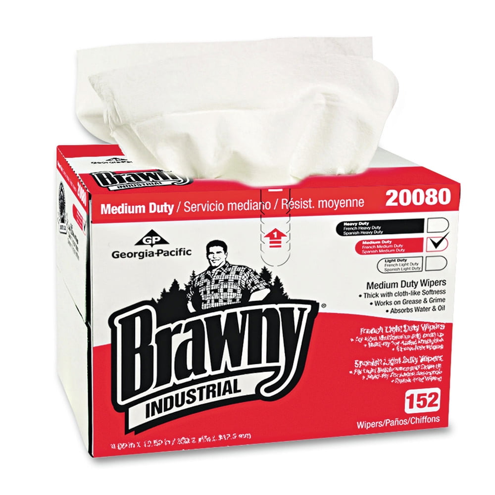 Brawny Industrial Premium All Purpose Wipers Medium Duty White 152 Count 