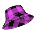 thumbnail image 2 of Kdxio Reflective Bucket Hat - Purple Black Buffalo Plaid Print Bucket Hat for Men,Women, 2 of 9