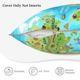 thumbnail image 5 of Fotbe World Map With Animals Landmarks Pattern Velvet Decorative Throw Pillow Covers with Elegant Piping, Soft Plush Cushion Cover for Sofa, Bed, Car, Office-18"x18", 5 of 8