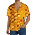 thumbnail image 3 of Easygdp Bees on Hive Honeycomb Men's Casual Short-sleeved Shirt with Pocket and Button Suitable for Beach Vacation Leisure - X-Large, 3 of 7