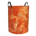 thumbnail image 2 of Circular Hamper Single Layer Laundry Basket Storage Basket Waterproof Single Layer Fabric With Handle Pe Support Strip Orangered Marble_1 Small, 2 of 8