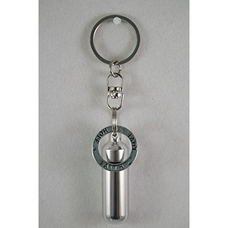 Faith Keychain - Silver Cremation Urn Keepsake - Hope Love Faith - on Swivel Stainless Steel Keychain