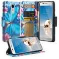 thumbnail image 2 of LG Fortune 2, LG Zone 4, LG Rebel 3 Case, Magnetic Leather Wallet Kickstand Case Cover with Card Slots - Blue Butterfly, 2 of 4