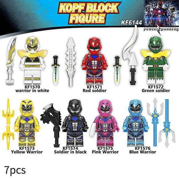 7pcs/set Power Rangers Building Blocks Minifigures Toys Assembly Children Fans Action Figures Collectible Gift