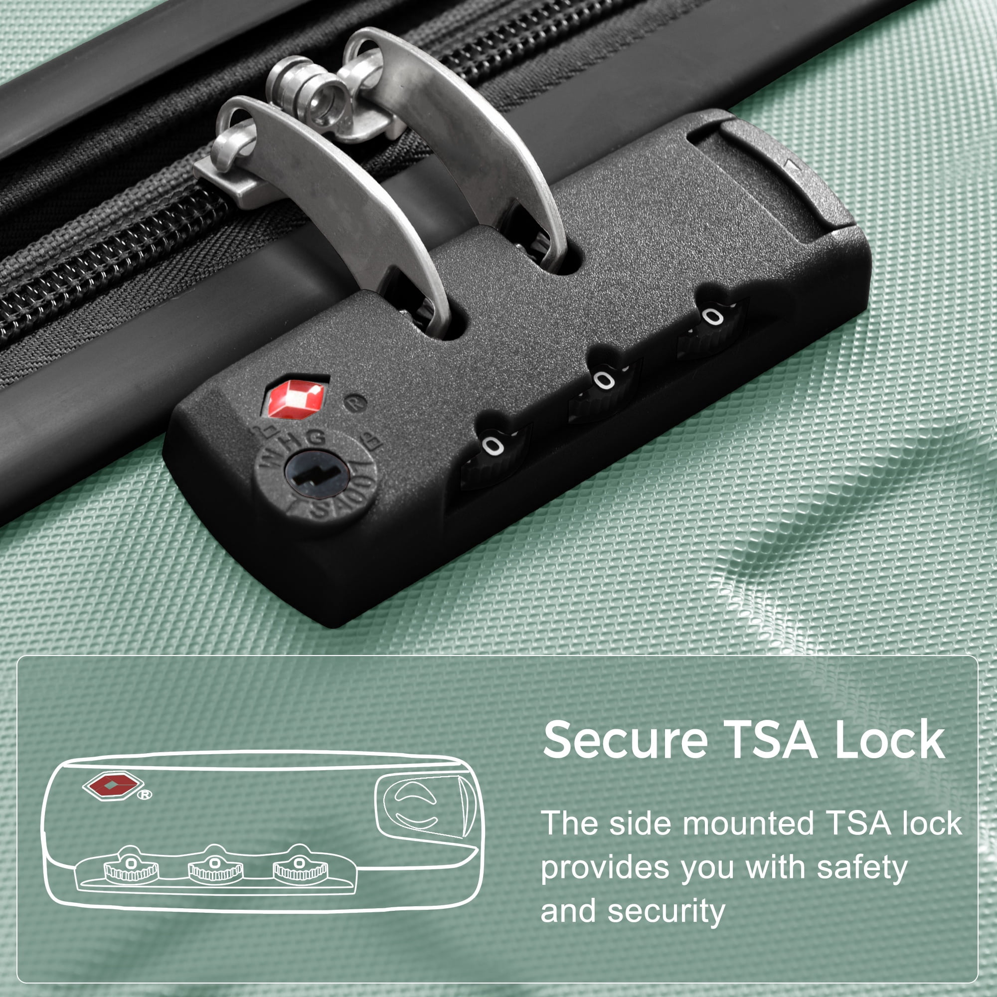 3-Piece ABS Luggage Set, 20" Carry-On, TSA Lock, 360° Spinner Wheels, Lightweight Travel
