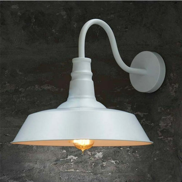 Bathroom Vanity Lamp Metal Lampshade, White Barn Light Sconce