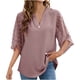 thumbnail image 1 of Camiseta de manga corta suelta con cuello en V sólido informal a la moda para mujer Pompotops  hkajfhjk472066, 1 of 8