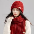 thumbnail image 3 of YAOBAMM Unisex Winter Hat Scarf Set 2Pcs Set Unisex Winter Solid Color Hat Scarf Set Thickened Warm Long Scarf Beanie Set, 3 of 7