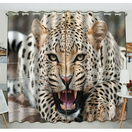 Zkgk Animals Leopard Window Curtain Drapery Panels Treatment For