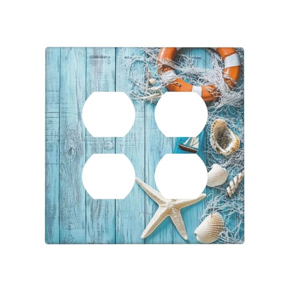 Cubierta decorativa para toma de corriente Oilbiexn, azul, temática de playa, 2 módulos