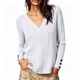 thumbnail image 5 of Smsaxvxz Sweaters for Women Lightweight Loose V-neck Long Sleeve Hollow Out Knit Pullover Tops Fall Fashion Blouse White M, 5 of 9