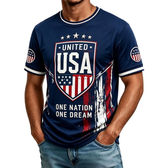 Zimjoy Men's USA Soccer Jersey Shirts 2026 Country Team Short Sleeve Crewneck Fan International Football Shirt Retro Streetwear Top Black L