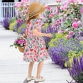 thumbnail image 5 of FORMRS Girls Short Sleeve Dress Summer Casual Round Neck A-line Beach Sundress, Sizes 2T-8T, Pink Tropical Pattern, 5 of 8