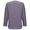 thumbnail image 5 of MIXUE Women Blouses Autumn Winter Linen Solid Color Round Neck Long Sleeve Loose Casual Fashion Womens Tops Sportswear,Purple,XXXL, 5 of 8