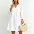 thumbnail image 2 of Lmueinov Womens Cotton Linen Dress Lightweight Long Sleeve V-Neck Tunic Dress with Pockets Vacation Shirt Dress for Women Casual Fall Outfits, 2 of 7