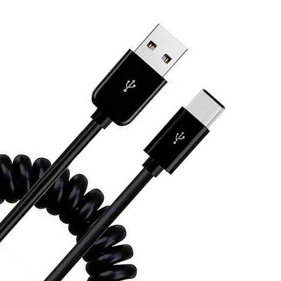 Coiled USB Cable for Galaxy S23 FE - Type-C Charger Cord USB-C Power Wire Compatible With Samsung Galaxy S23 FE