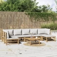 thumbnail image 1 of vidaXL 8 Piece Garden Lounge Set with Light Grey Cushions Bamboo, 1 of 5