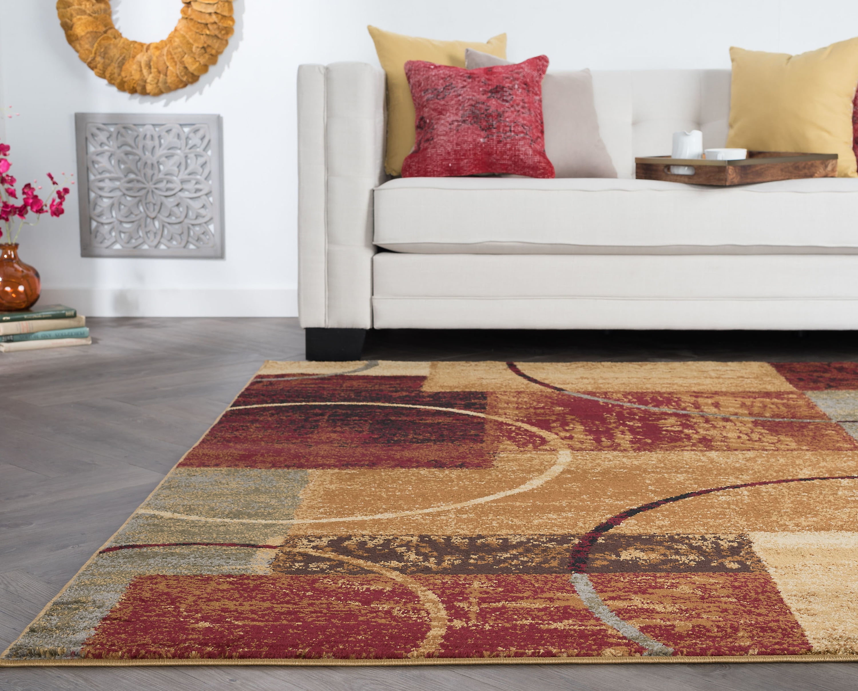 Elegance Contemporary 3-Piece Set Multi-Color Polypropylene Indoor Area Rug