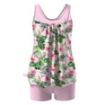 thumbnail image 5 of ZunFeo Womens 2 Piece Tankini Sets with High Waisted Swim Shorts Tummy Control Tropical Print Pink S-XXL,Size S, 5 of 5