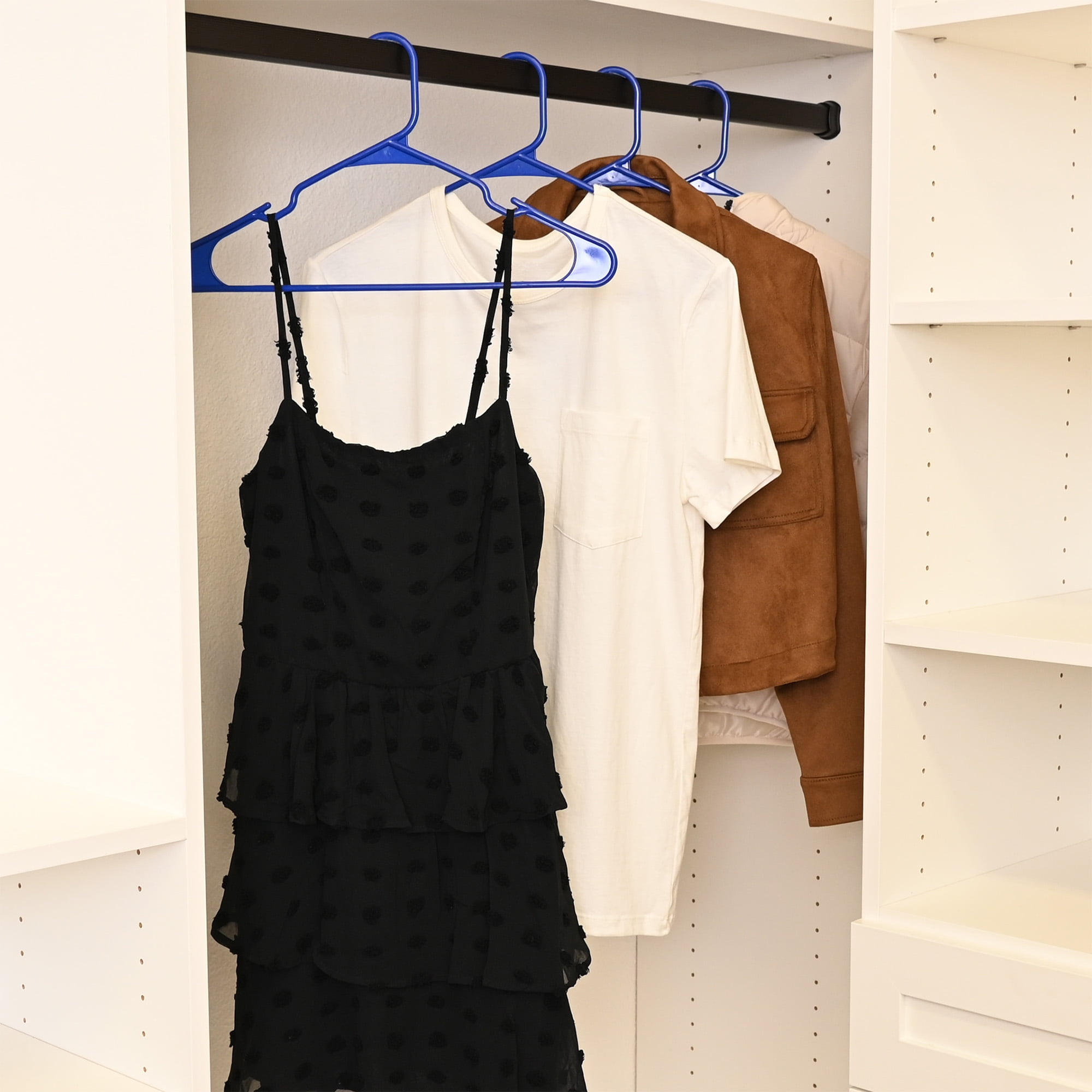 Mainstays Plastic Notched Adult Hangers for Any Clothing Type, Royal Spice 100 Count
