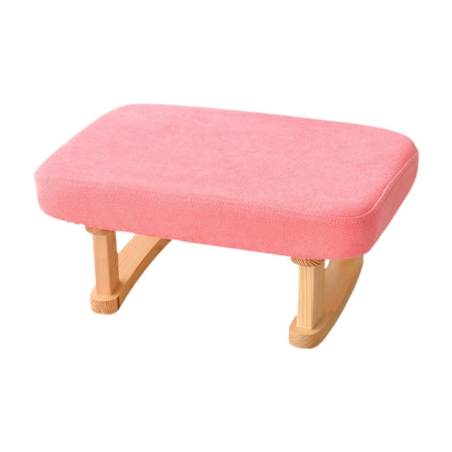 Siruishop Modern Rectangle Chair Step Stool Padded Footstool for Playroom Desk Bedroom Pink