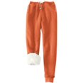 thumbnail image 1 of Pantalones deportivos Prolriy para mujer, con forro cálido, deportivos, de cintura alta, con forro polar, largos y gruesos de invierno para exteriores, color naranja, talla L, 1 of 5