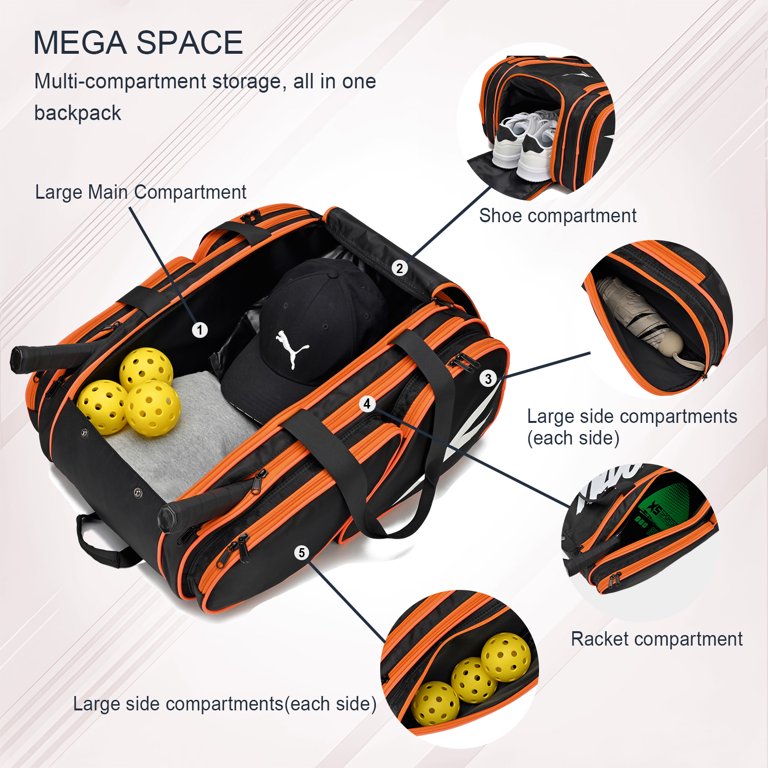TILDOSAC Pickleball Bag - Large Paddle Bag for 4 Paddles