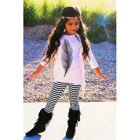 

Casual Toddler Kids Baby Girls Tassel Legging Striped Pants Lovely Tops Dress Outfit Set New