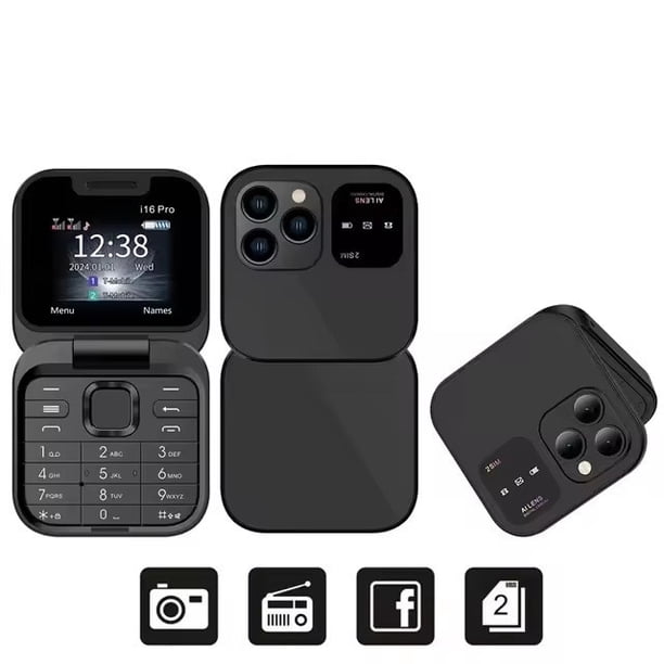 Flip Teléfonos para Personas Mayores, Doble Sim Plegable Mini Teléfono de Respaldo con Botones Grandes, Cámara de Alta Definición de Pantalla de 2.6 Pulgadas Y Linterna Led