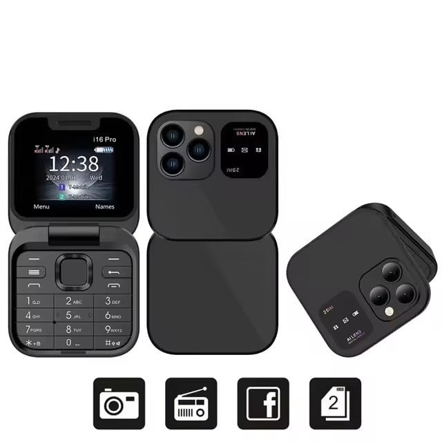 Flip Teléfonos para Personas Mayores, Doble Sim Plegable Mini Teléfono de Respaldo con Botones Grandes, Cámara de Alta Definición de Pantalla de 2.6 Pulgadas Y Linterna Led